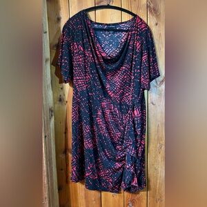 Lane Bryant Size 14/16W Black & Red Pattern Dress